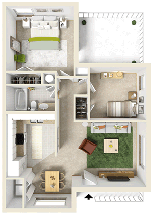 Two Bed / One Bath - 850 Sq. Ft.*